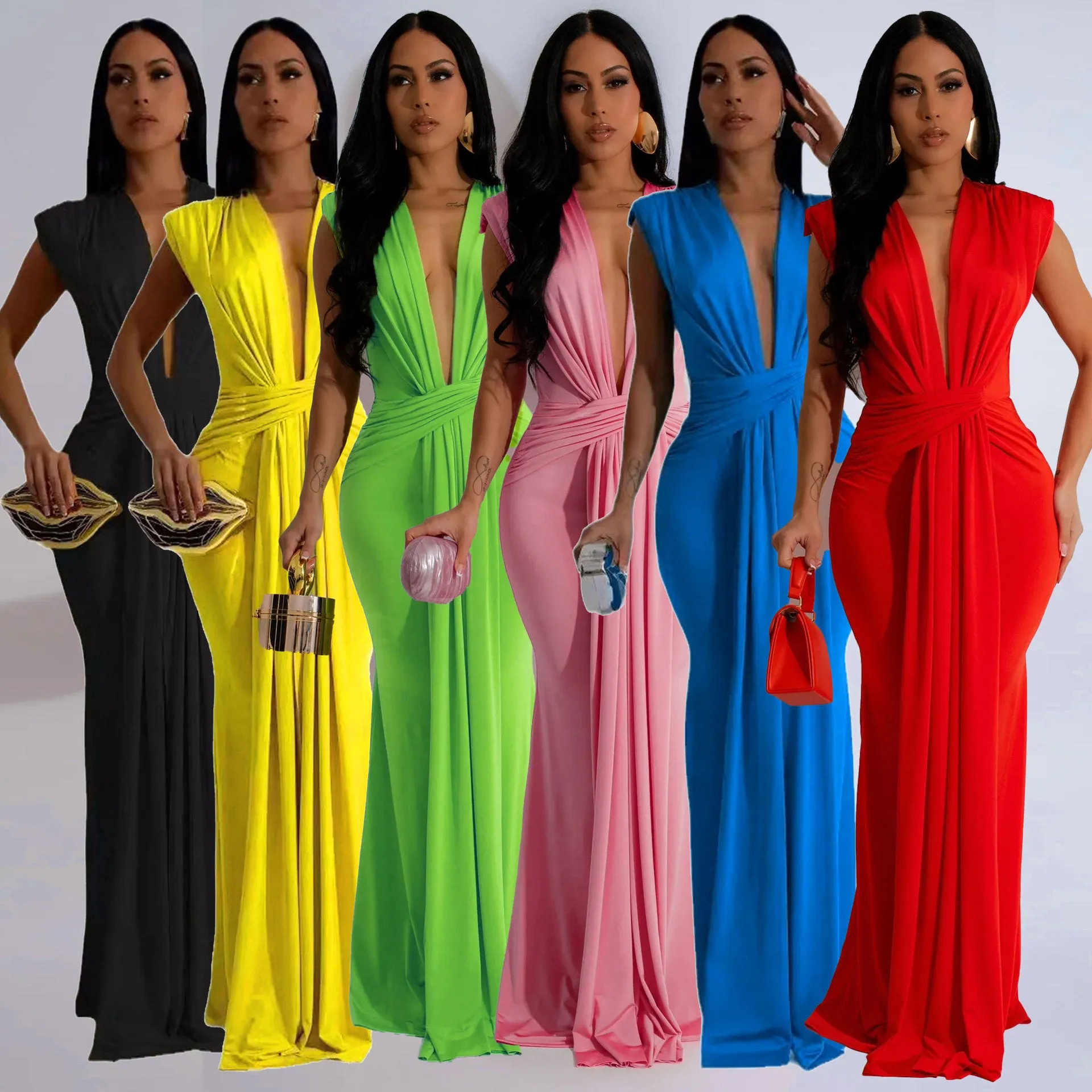 Isabelle – Elegant Ruched Bodycon Maxi Dress