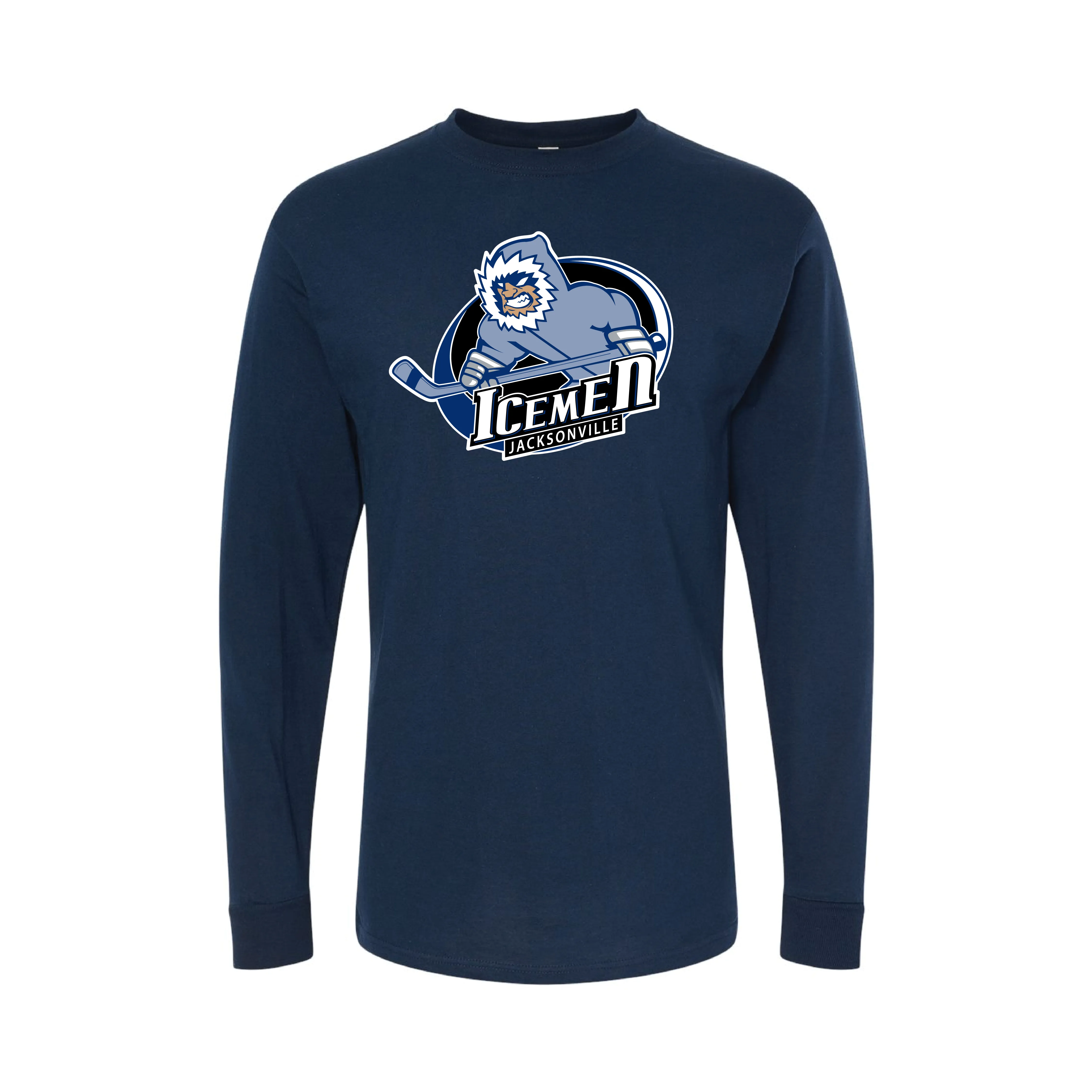 Jacksonville Icemen Navy Double Logo Long Sleeve T-Shirt