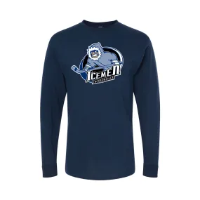 Jacksonville Icemen Navy Double Logo Long Sleeve T-Shirt