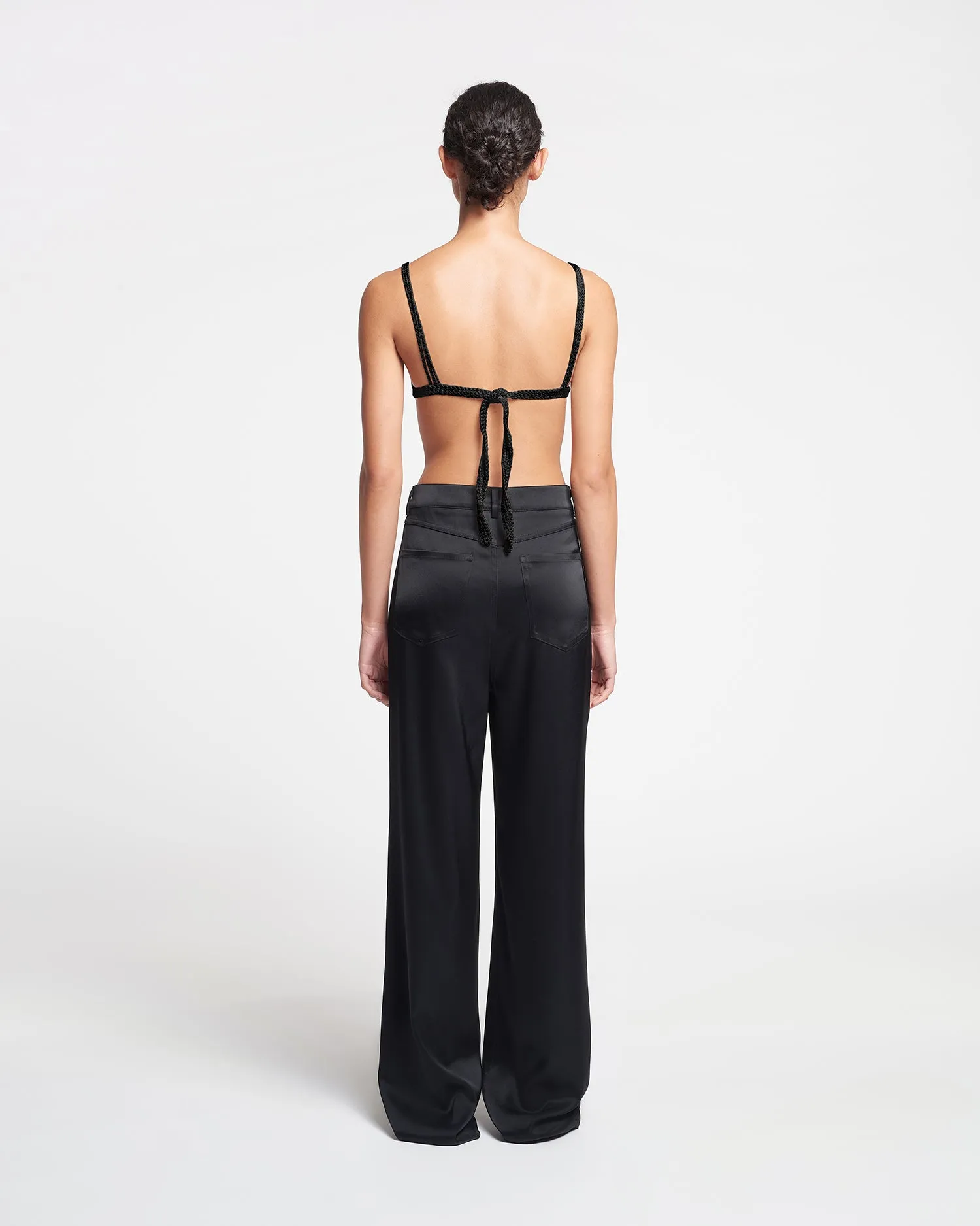 Josine - Slip Satin Baggy Pants - Black