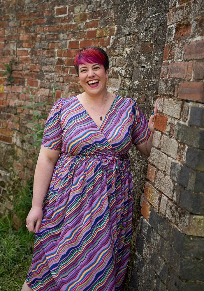 Joy Rainbow Squiggles Print Midi Dress