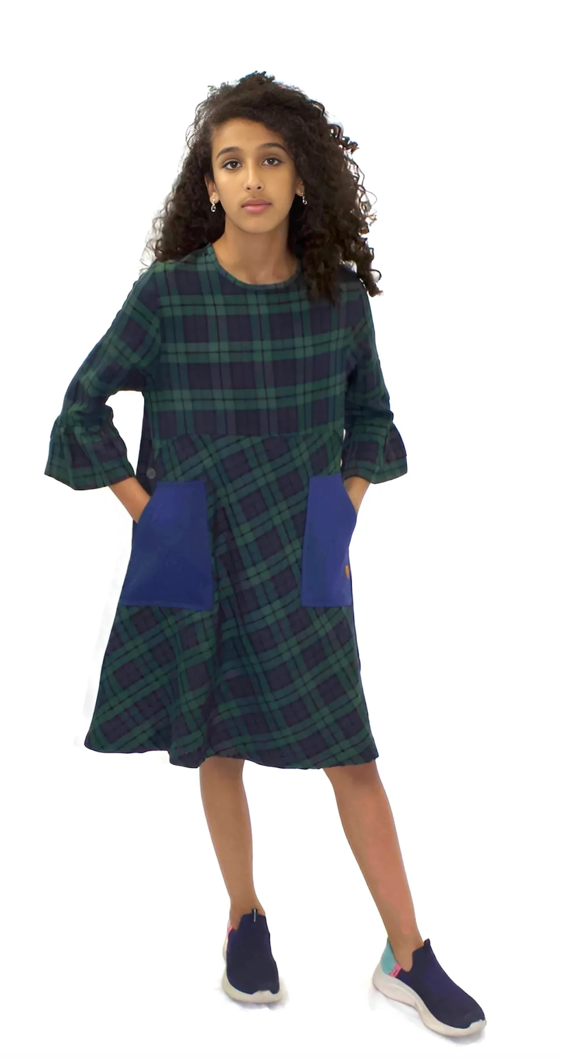 Kids Adaptive Stretch Woven Dress, Back Zipper & Sleeve Easy Undressing