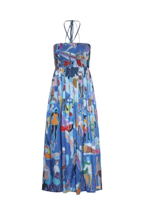 KikiSol Blue Sunbathers Rayon Tube Dress