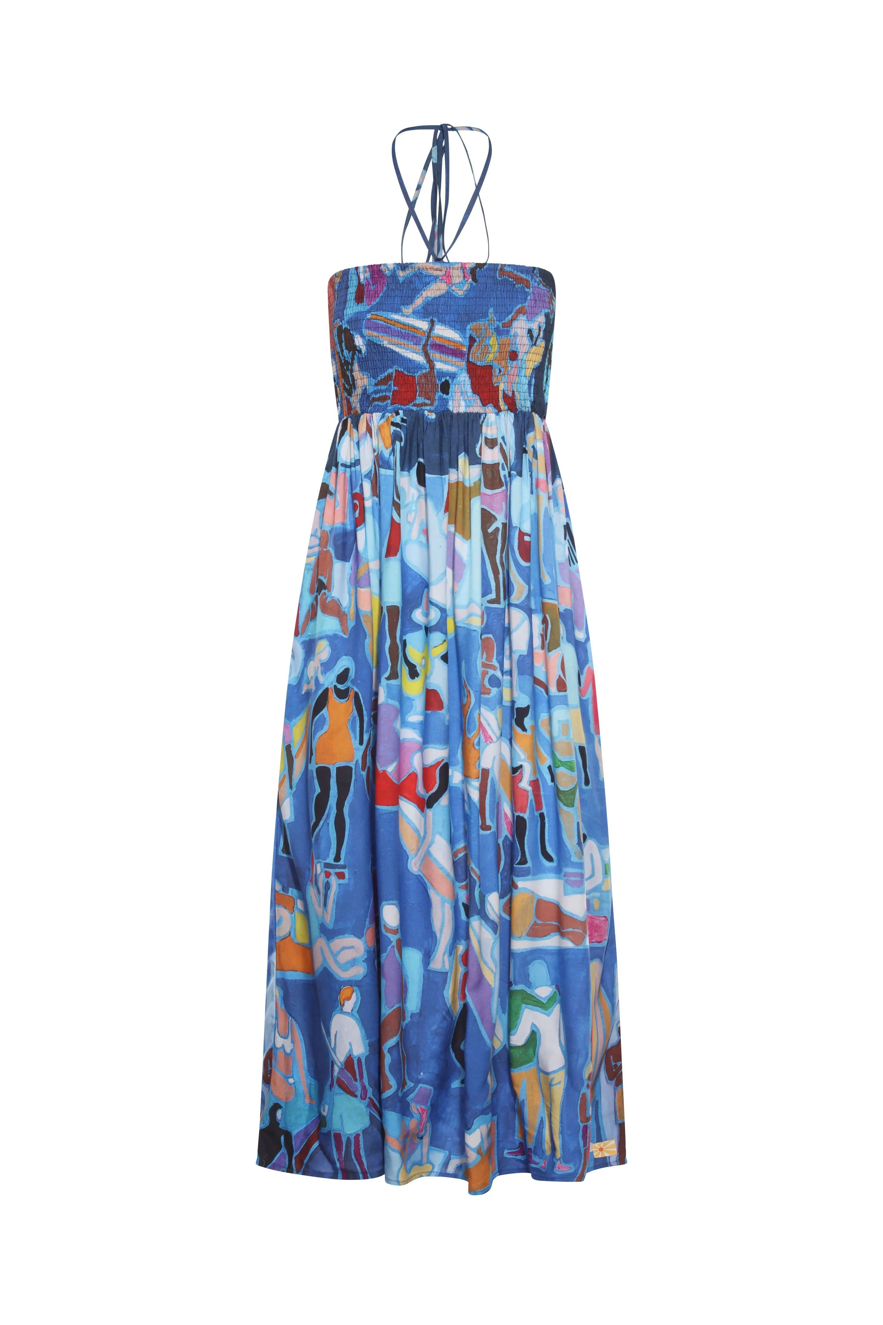 KikiSol Blue Sunbathers Rayon Tube Dress