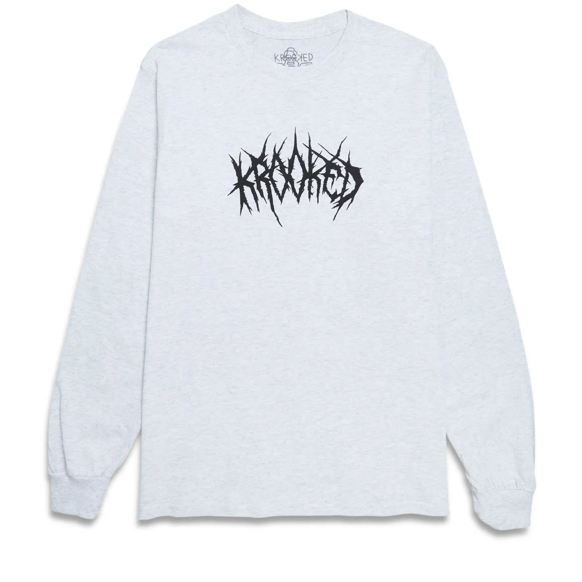 Krooked Necro Skript Long Sleeve T-Shirt - Ash/Black