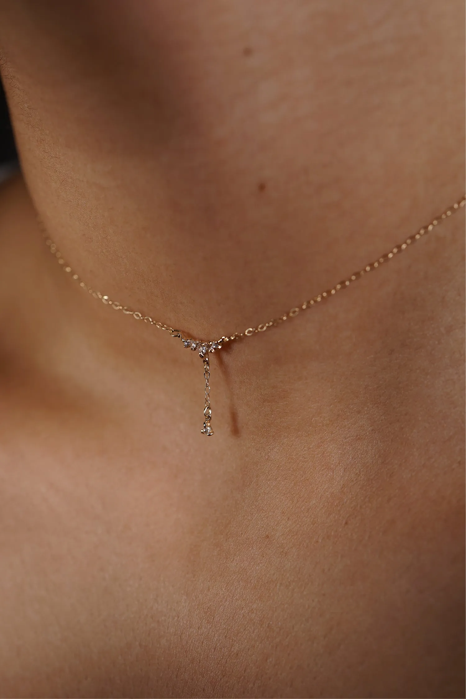 Lab Grown Brilliant Diamond Lune Drop Lariat