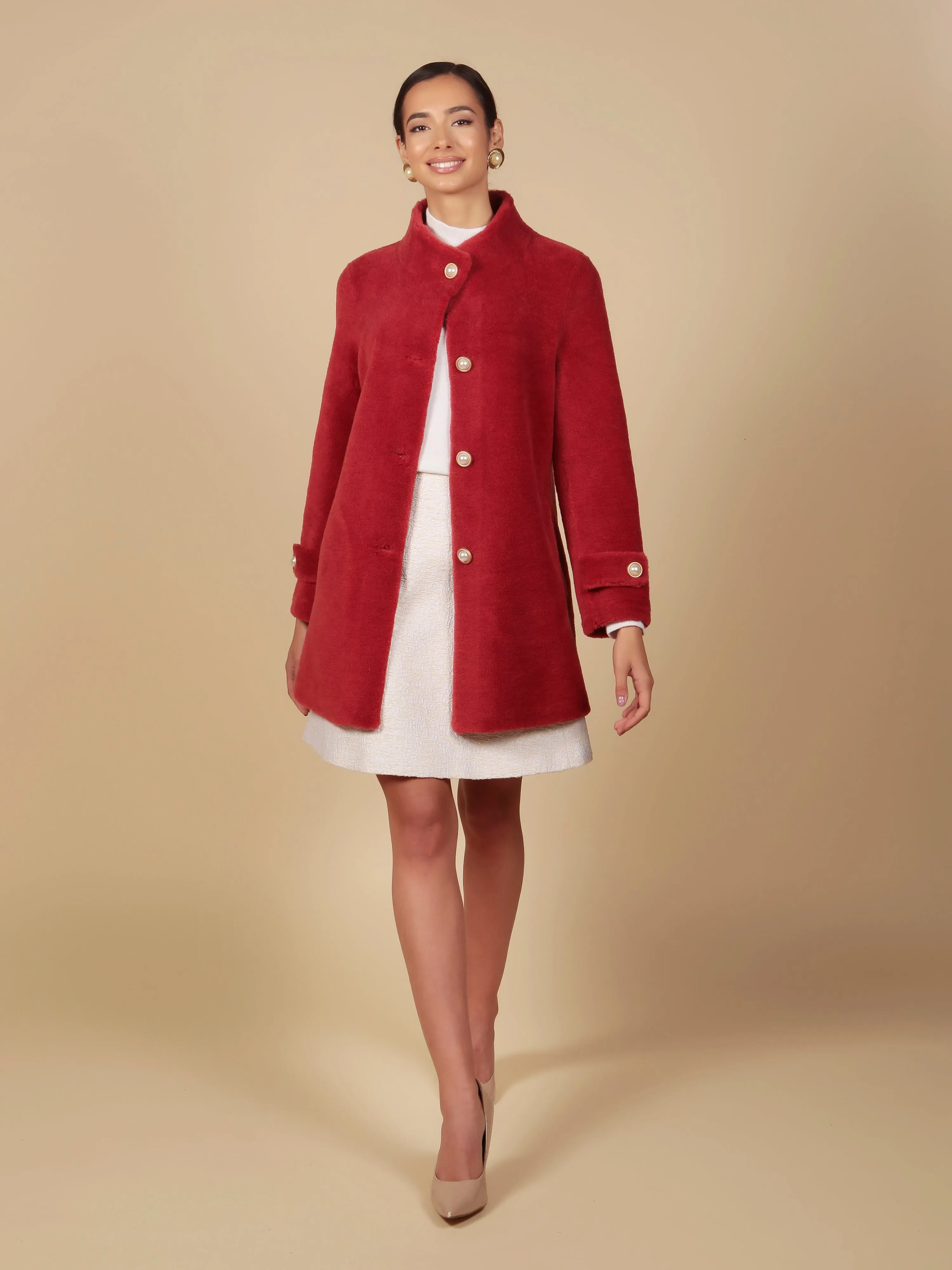 LAST CHANCE 'Eve' Wool Coat in Rosso