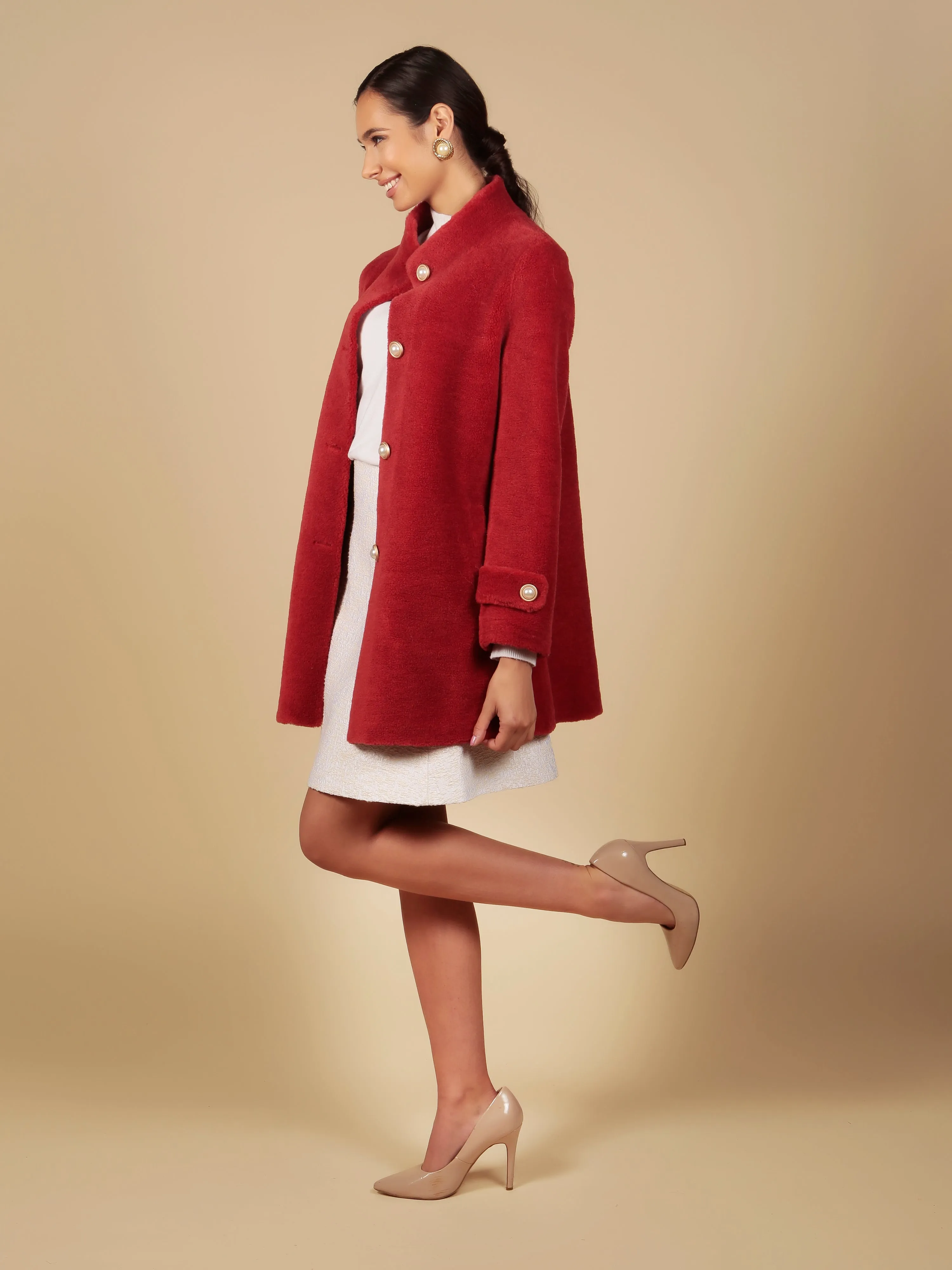 LAST CHANCE 'Eve' Wool Coat in Rosso