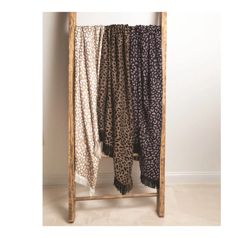 Leopard Black/Pink Rayon Throw