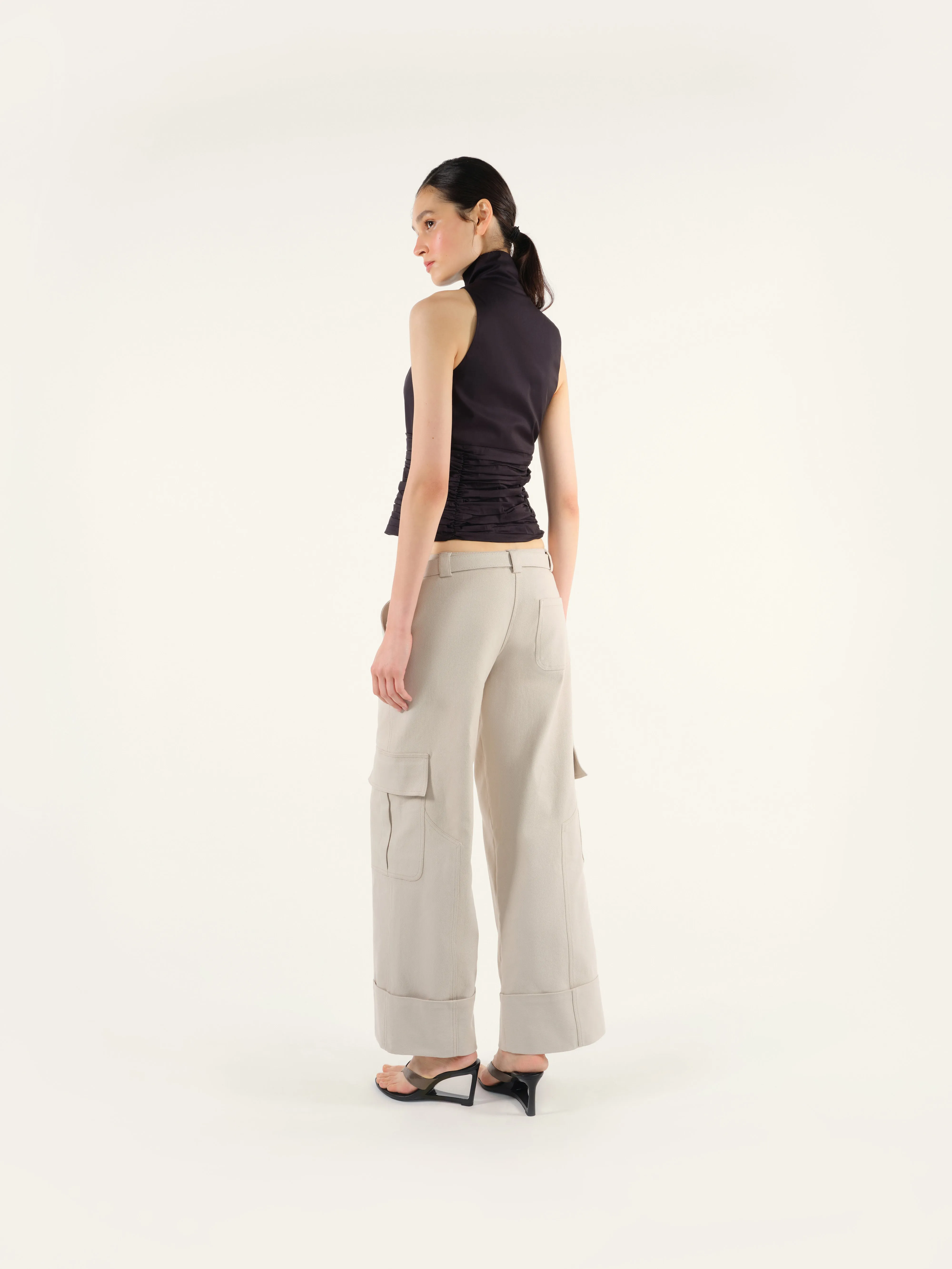 LETO - Wide-leg cargo pants with detachable belt