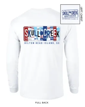 License Plate Long Sleeve Shirt- White