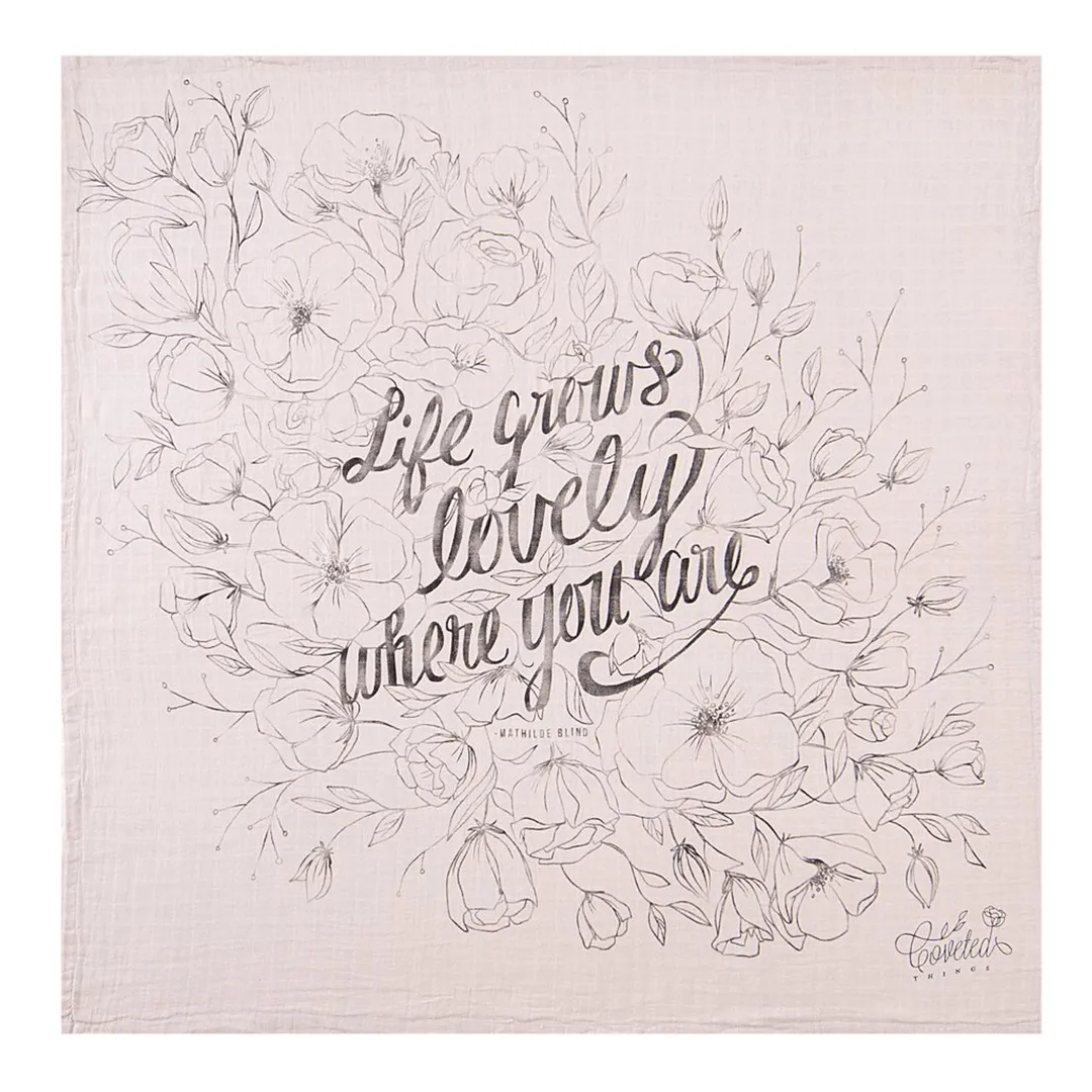 'Life Grows Lovely' Organic Swaddle Scarf