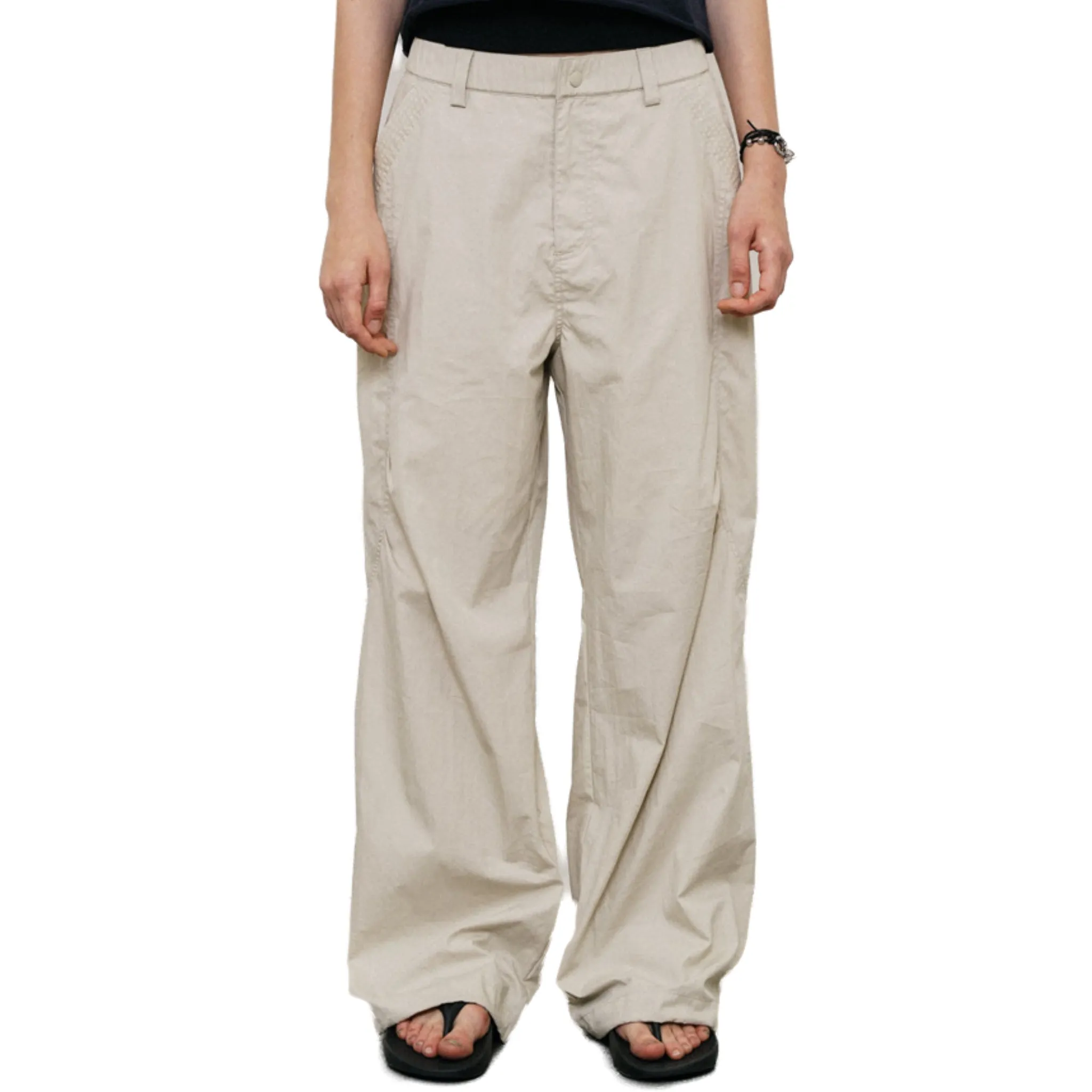 Lightweight Knee Pleated Paratrooper Pants In Apricot