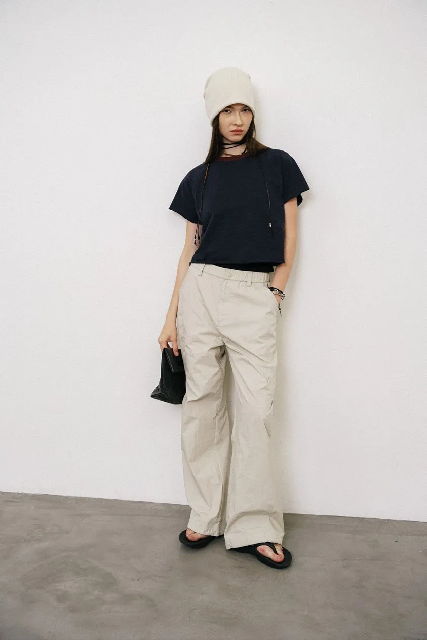 Lightweight Knee Pleated Paratrooper Pants In Apricot