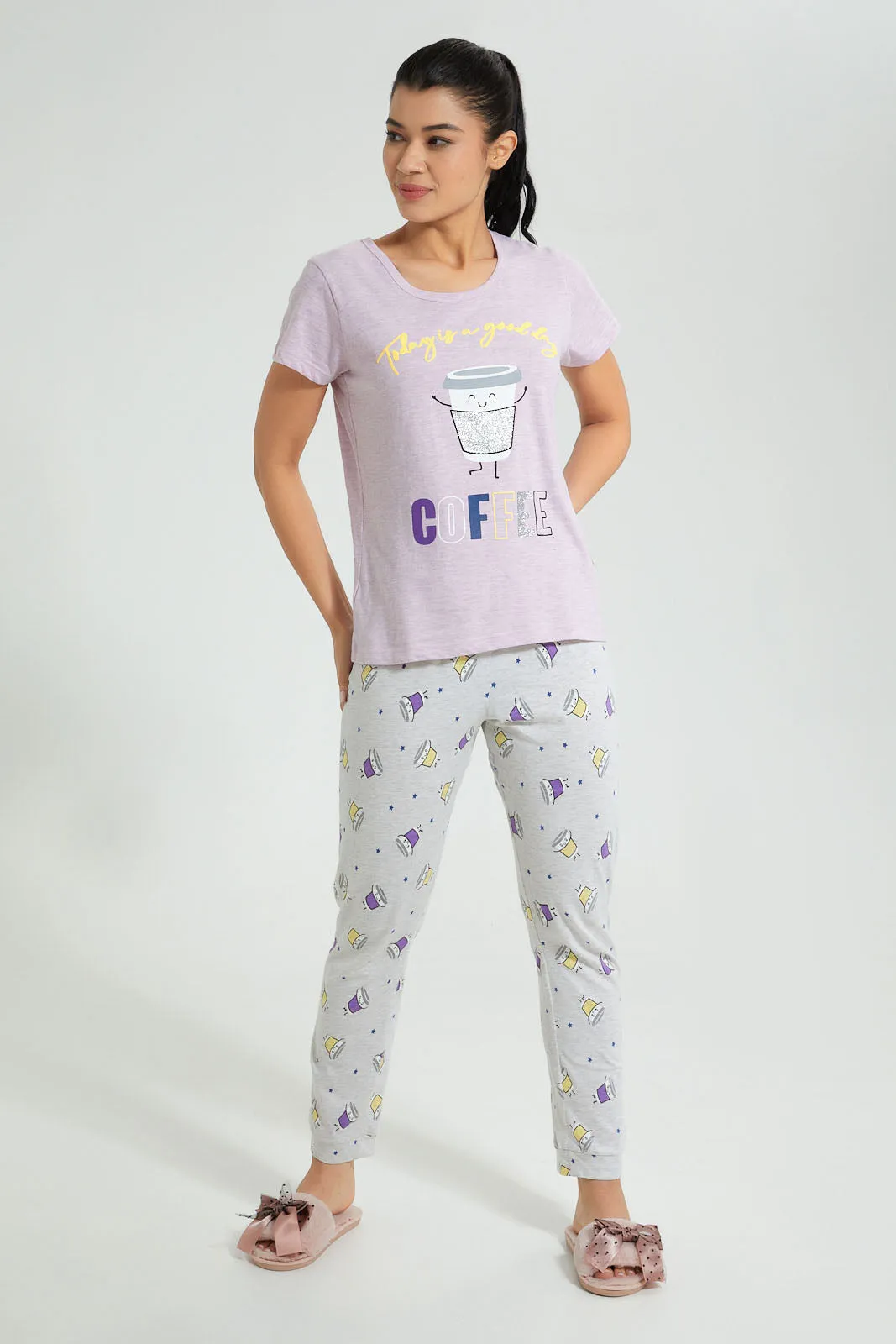 Lilac Coffee Pyjama Set (2 Piece)