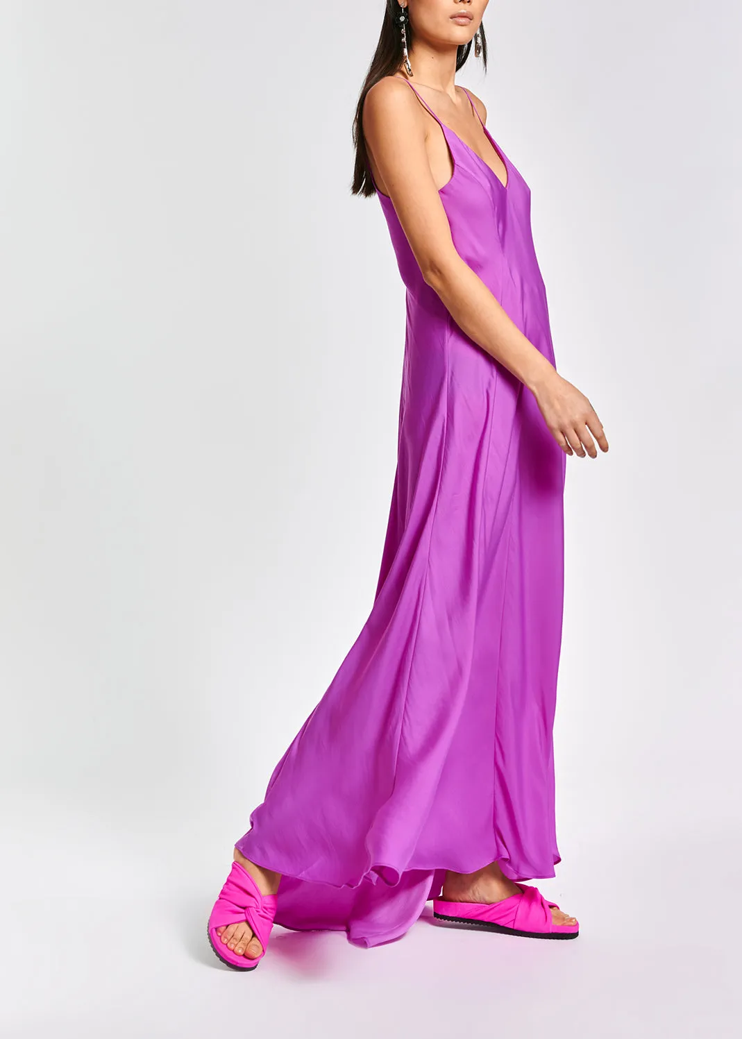 Lilac maxi-length slip dress