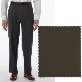 LONG FIT Super 120s Wool Gabardine Comfort-EZE Trouser in Loden (Manchester Pleated Model) by Ballin