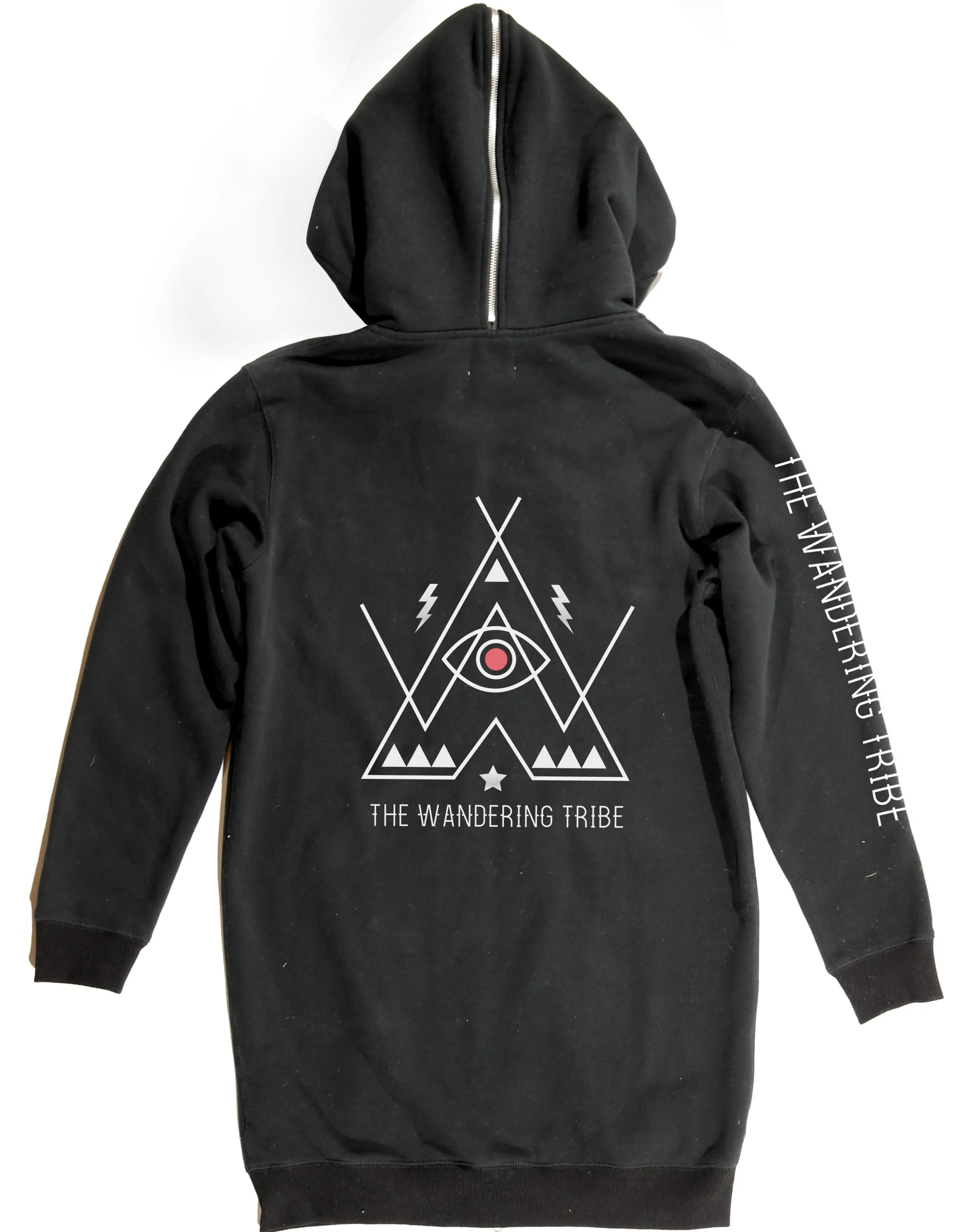 <A 001a73> Fungolia Fleece Long hoodie -The wandering tribe (Black)