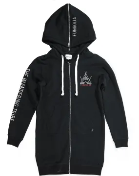 <A 001a73> Fungolia Fleece Long hoodie -The wandering tribe (Black)