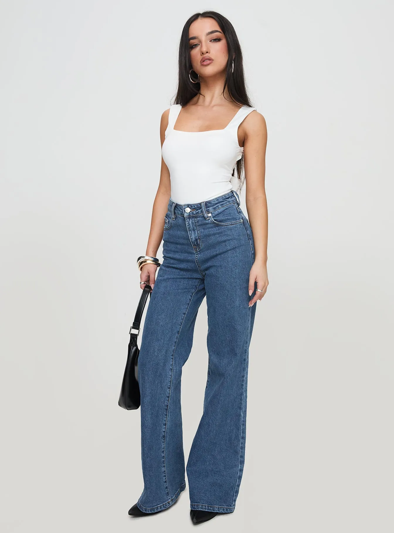 Lucille High Rise Flare Leg Jeans Mid Wash