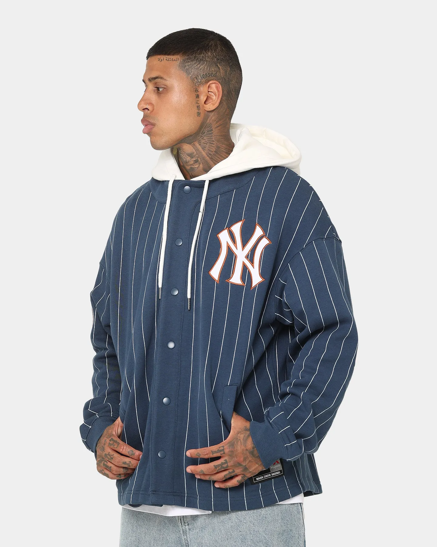 Majestic Athletic New York Yankees Fleece Replica Hooded Jacket French Navy