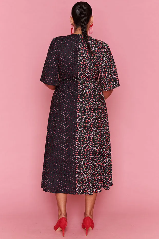 Mandy Spots & Blossoms Wrap Dress