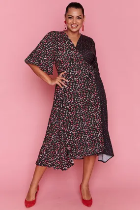 Mandy Spots & Blossoms Wrap Dress