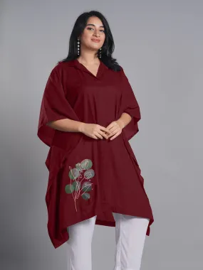 Maroon Rayon Shirt-Kaftan - Warmth