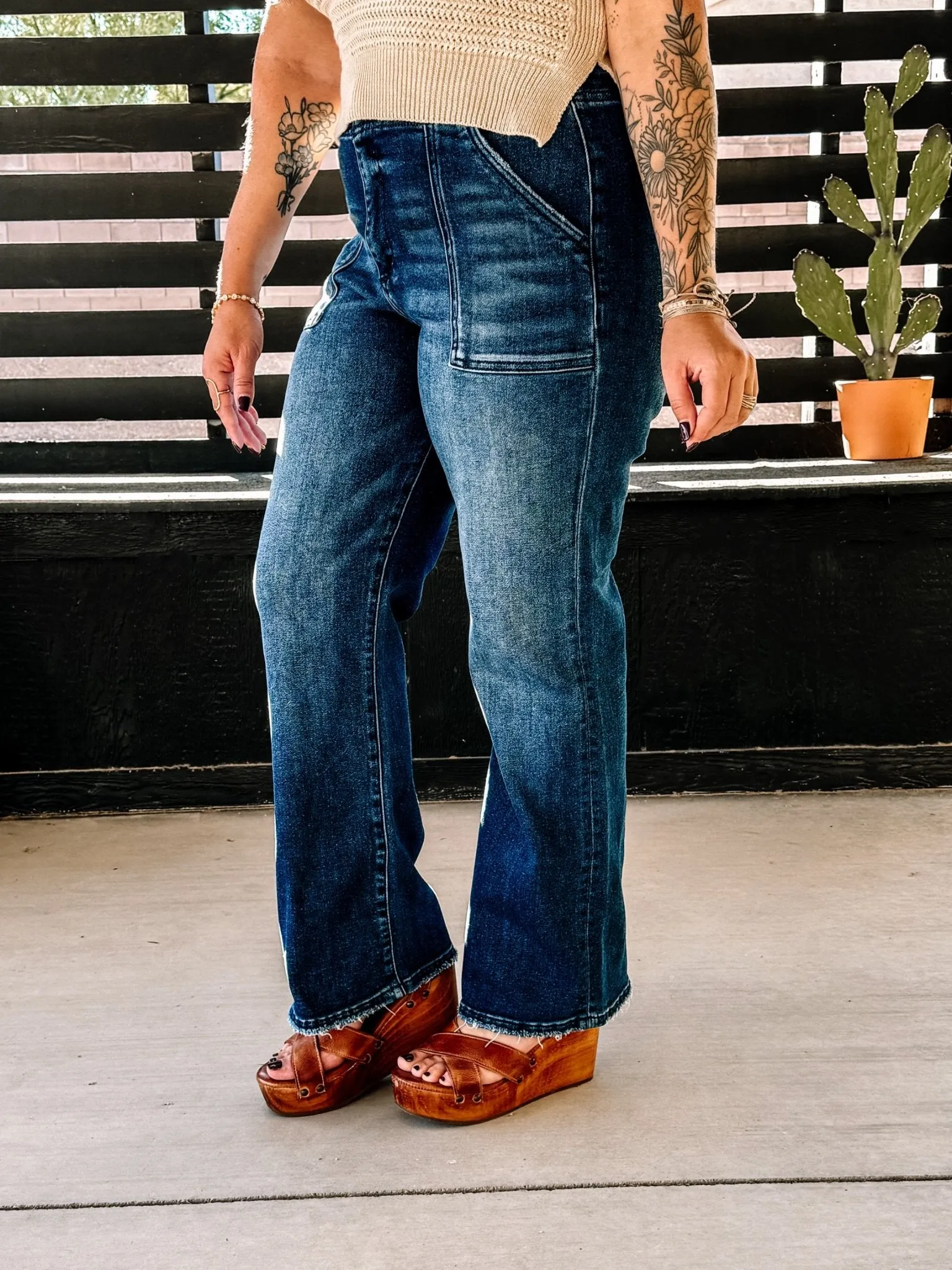 Maverick Blues High Rise Flare Jeans, Denim