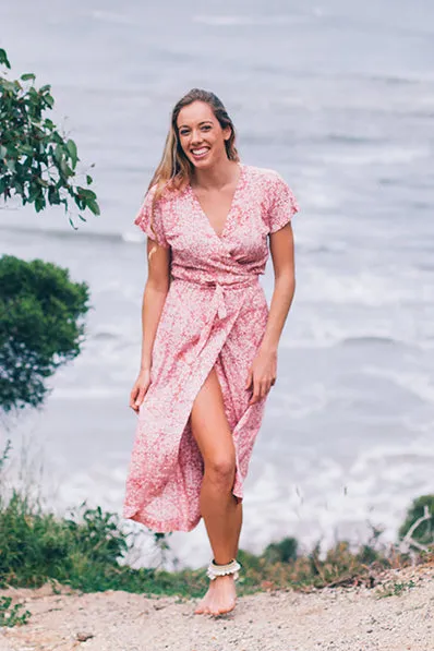 Meg Wrap Dress- Faded Pink