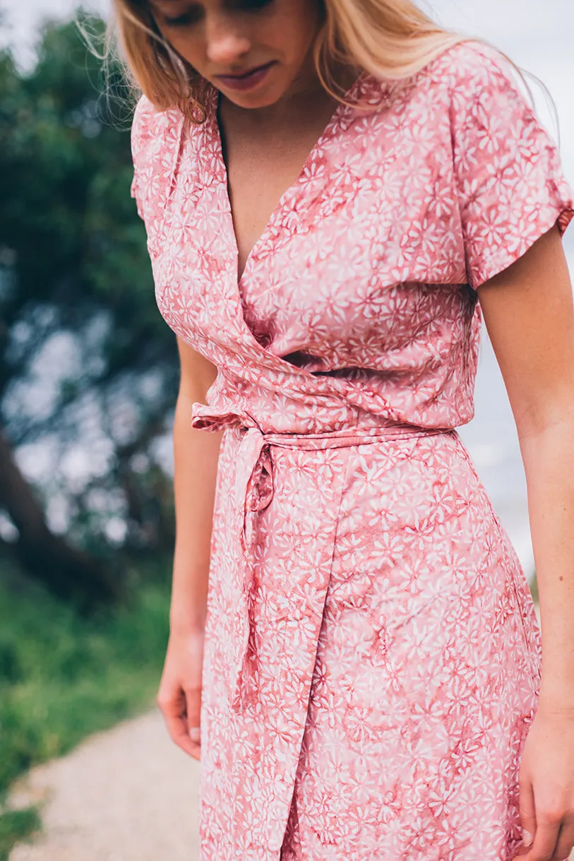 Meg Wrap Dress- Faded Pink