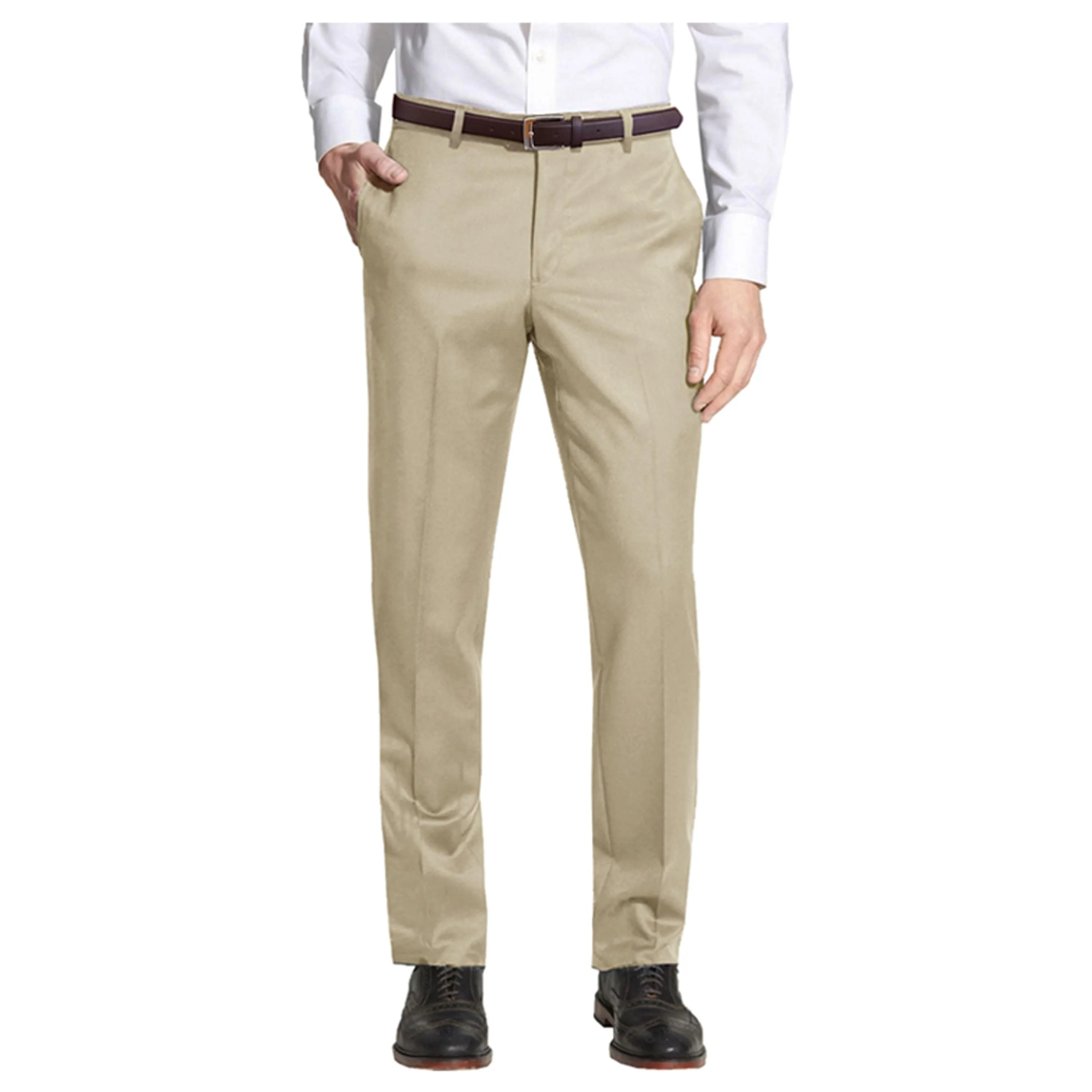 Men's Belted Slim Fit Dress Pants