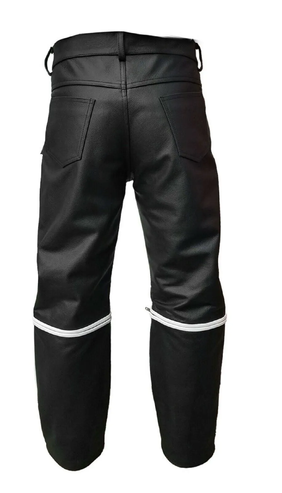 Mens Bikers Style Jeans Black And White Leather Pants (Free P&P In Uk)