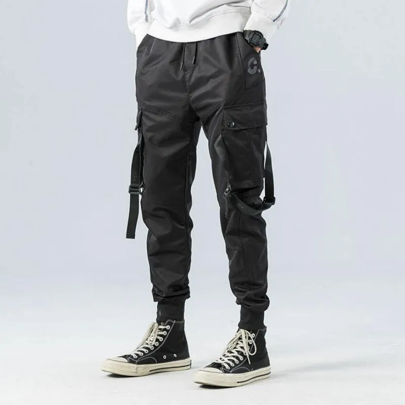 Men's Casual Cargo Pants With Ribbon Buckles