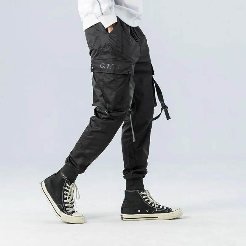 Men's Casual Cargo Pants With Ribbon Buckles