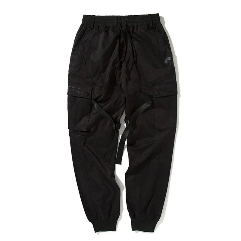 Men's Casual Cargo Pants With Ribbon Buckles