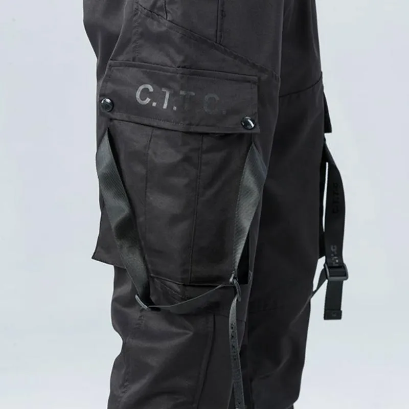 Men's Casual Cargo Pants With Ribbon Buckles