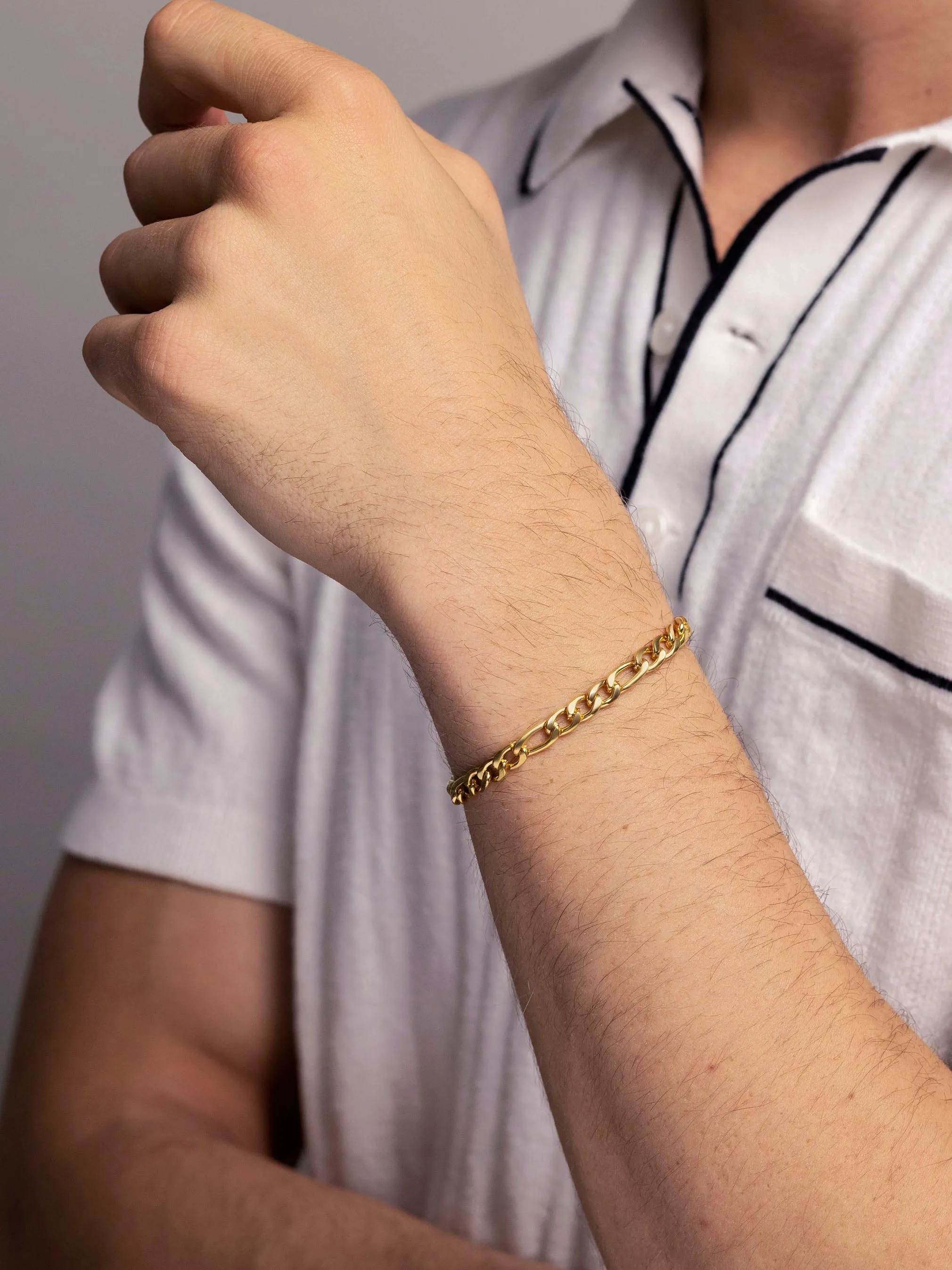 Men's Gold Figaro Bracelet in 6mm