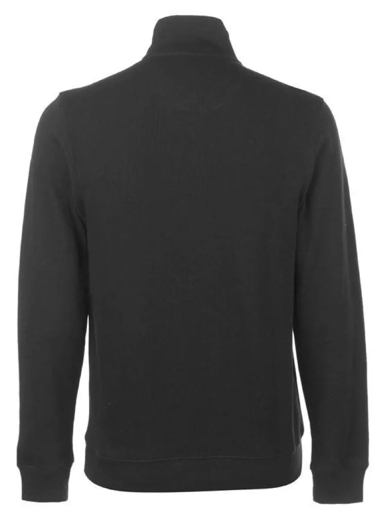 Mens Quarter Zip Long Sleeved Funnel neck black Jumper.