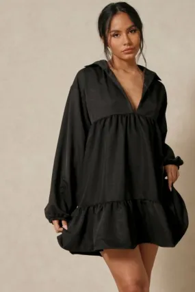 Mini Flared Collar Full Sleeves Dress