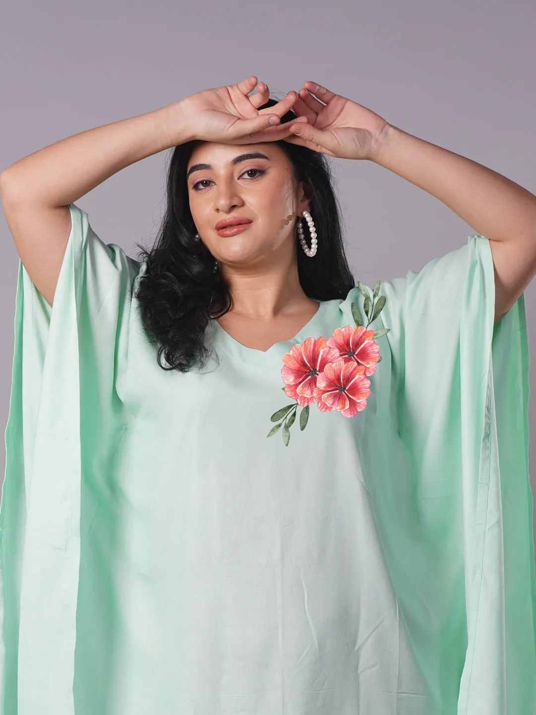 Mint Rayon Kaftan - Graceful