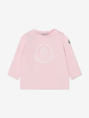 Moncler Enfant Baby Long Sleeve Logo T-Shirt in Pink