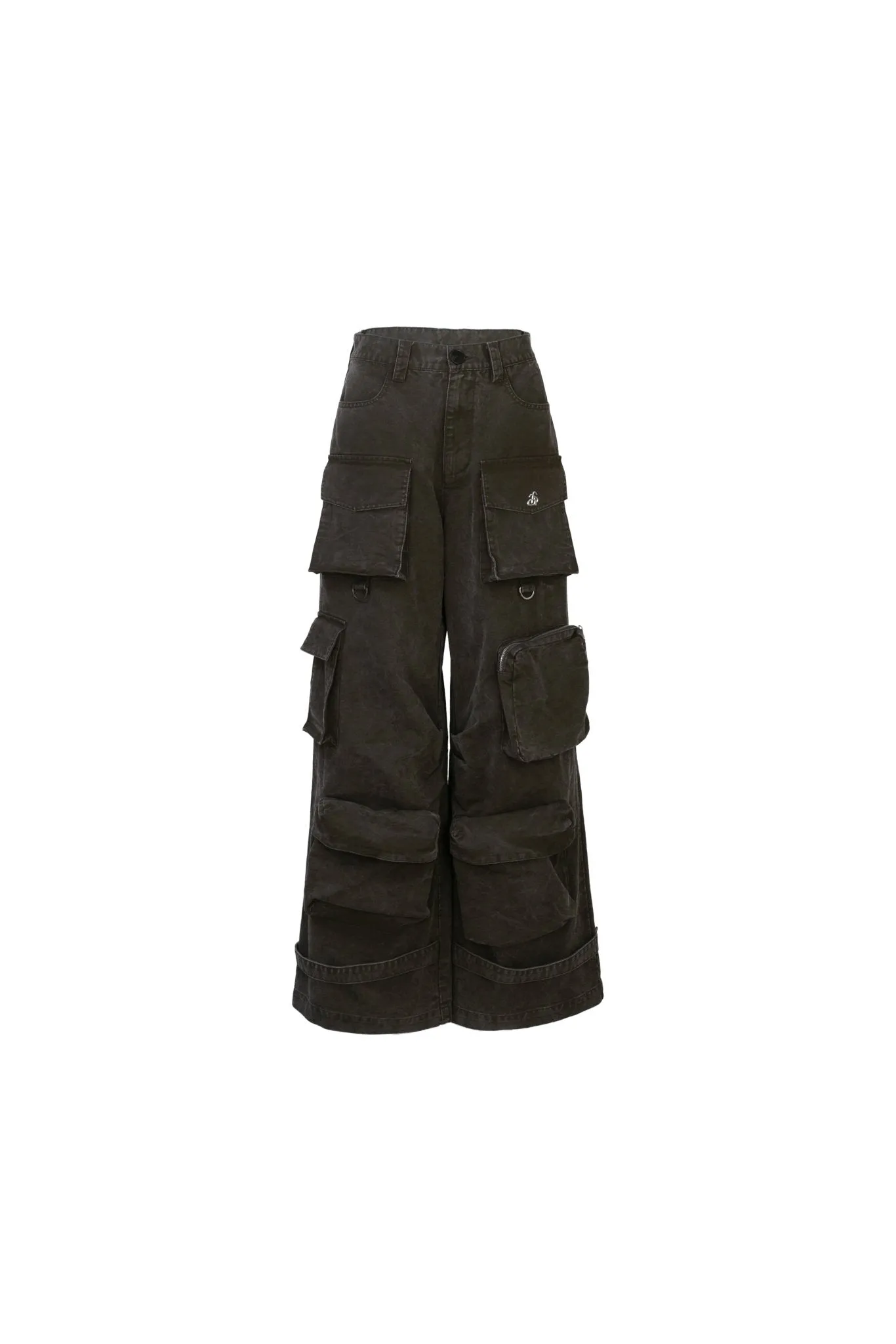 Multi Pocket Wide Leg Cargo Pants Grey