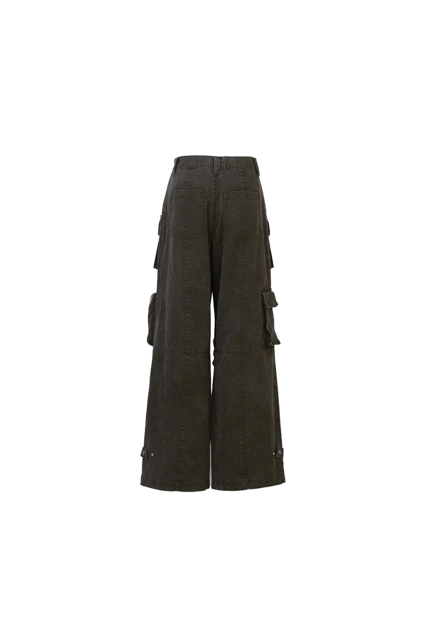 Multi Pocket Wide Leg Cargo Pants Grey