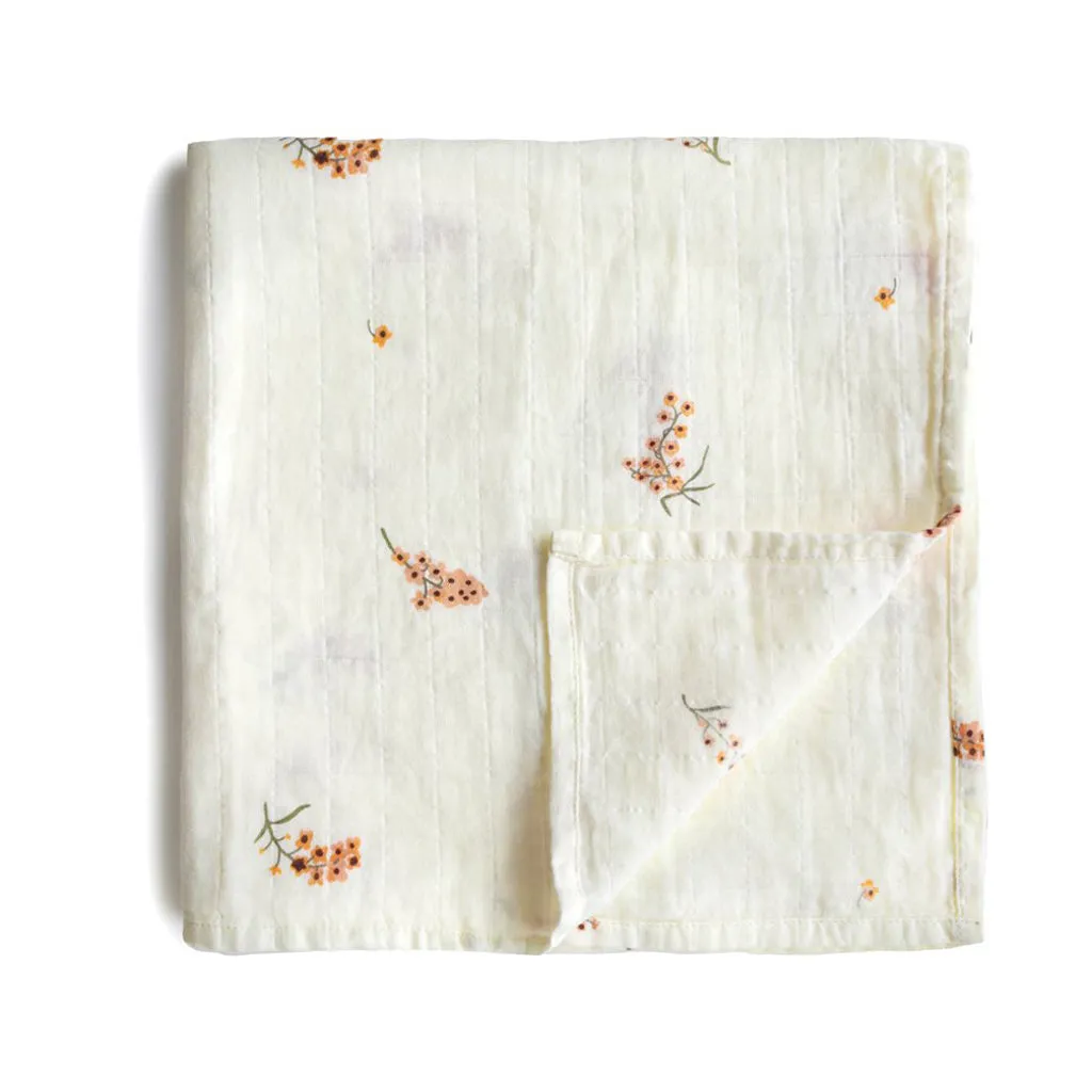 Mushie Organic Cotton Swaddle - Flowers