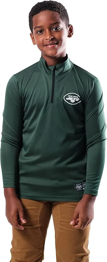 NFL Official Youth Super Soft Quarter Zip Long Sleeve T-Shirt|New York Jets