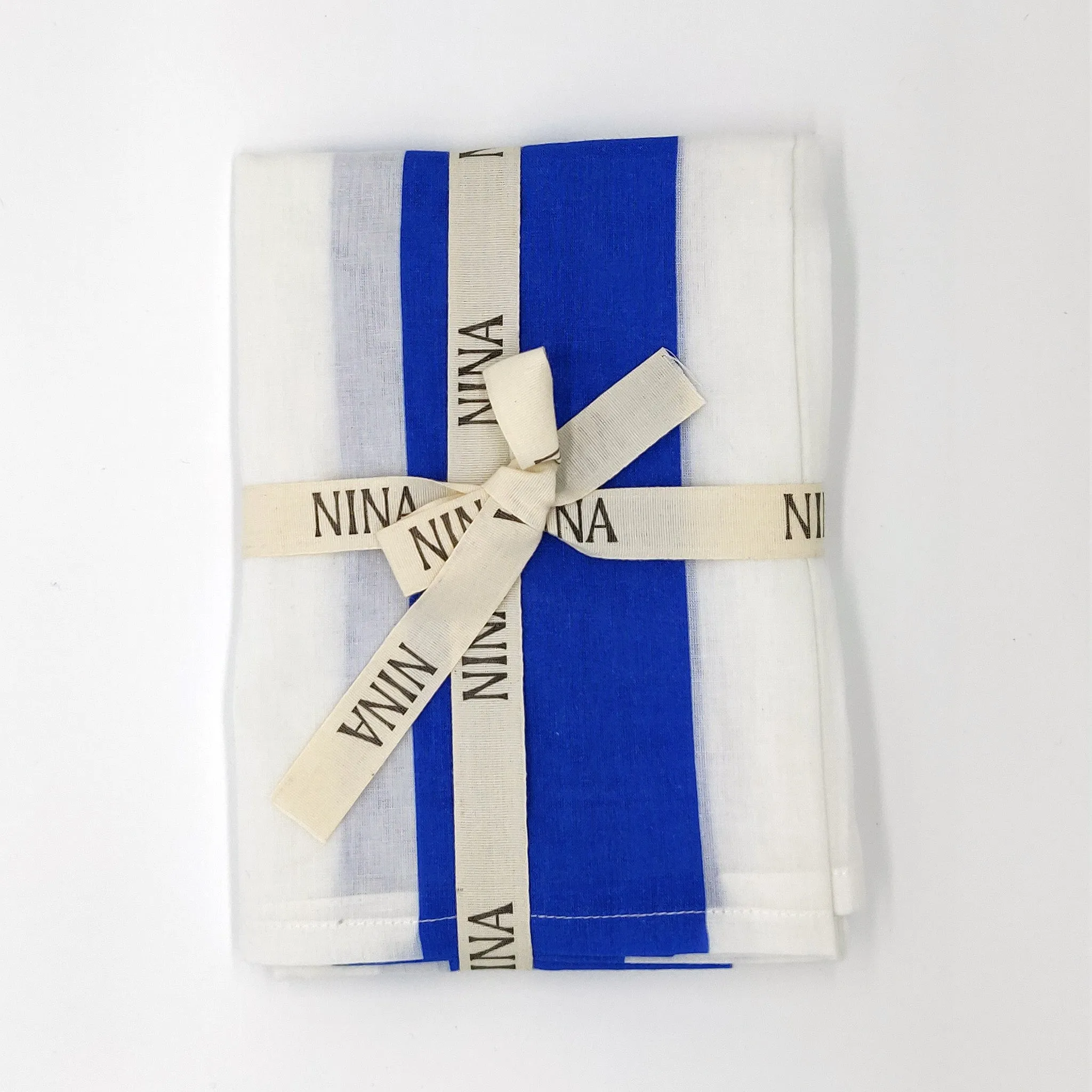 Organic Cotton Muslin (Electric Blue Stripes)