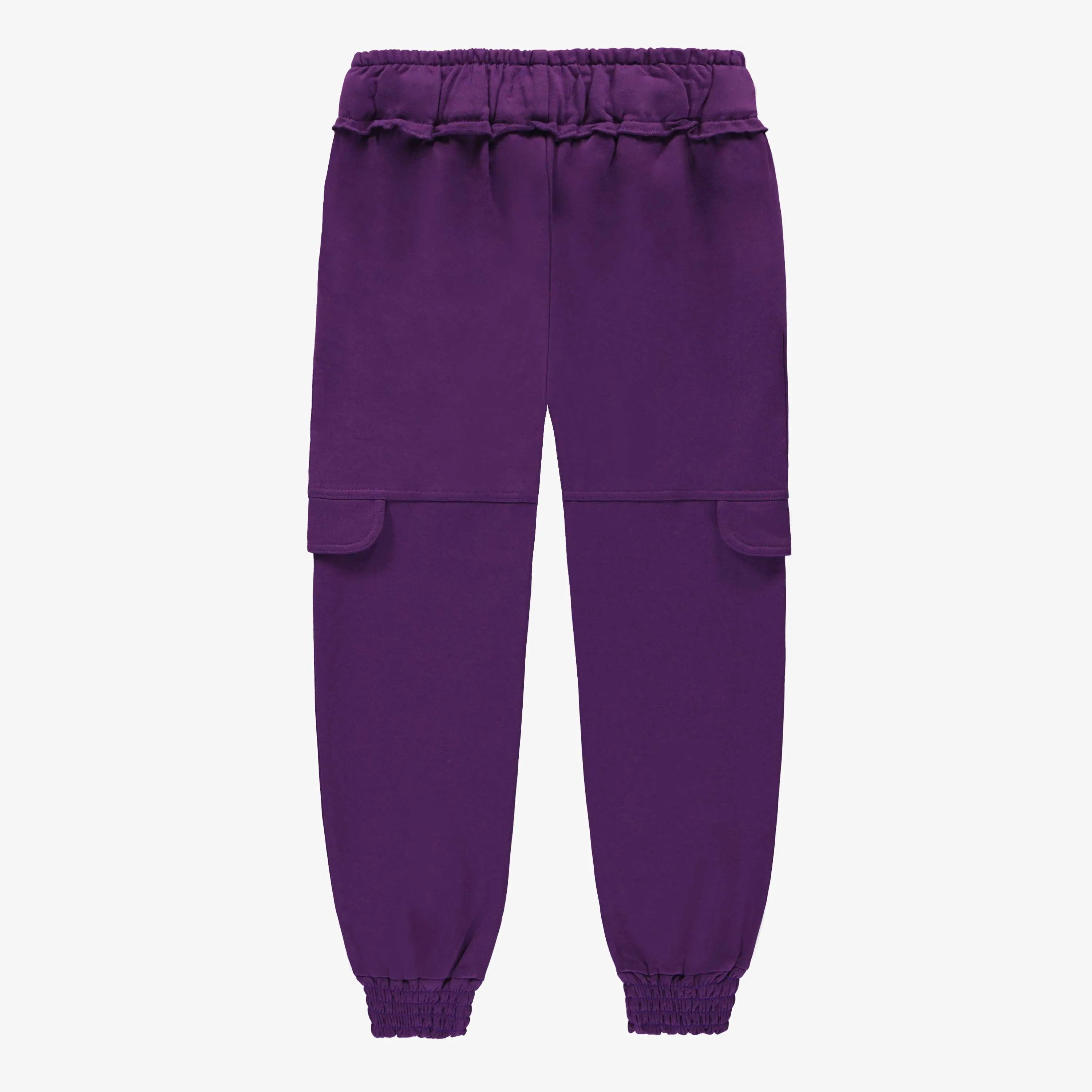 Pantalon mauve de coupe décontractée style jogging en coton français, enfant || Purple pants of relaxed fit jogger style in French terry, child