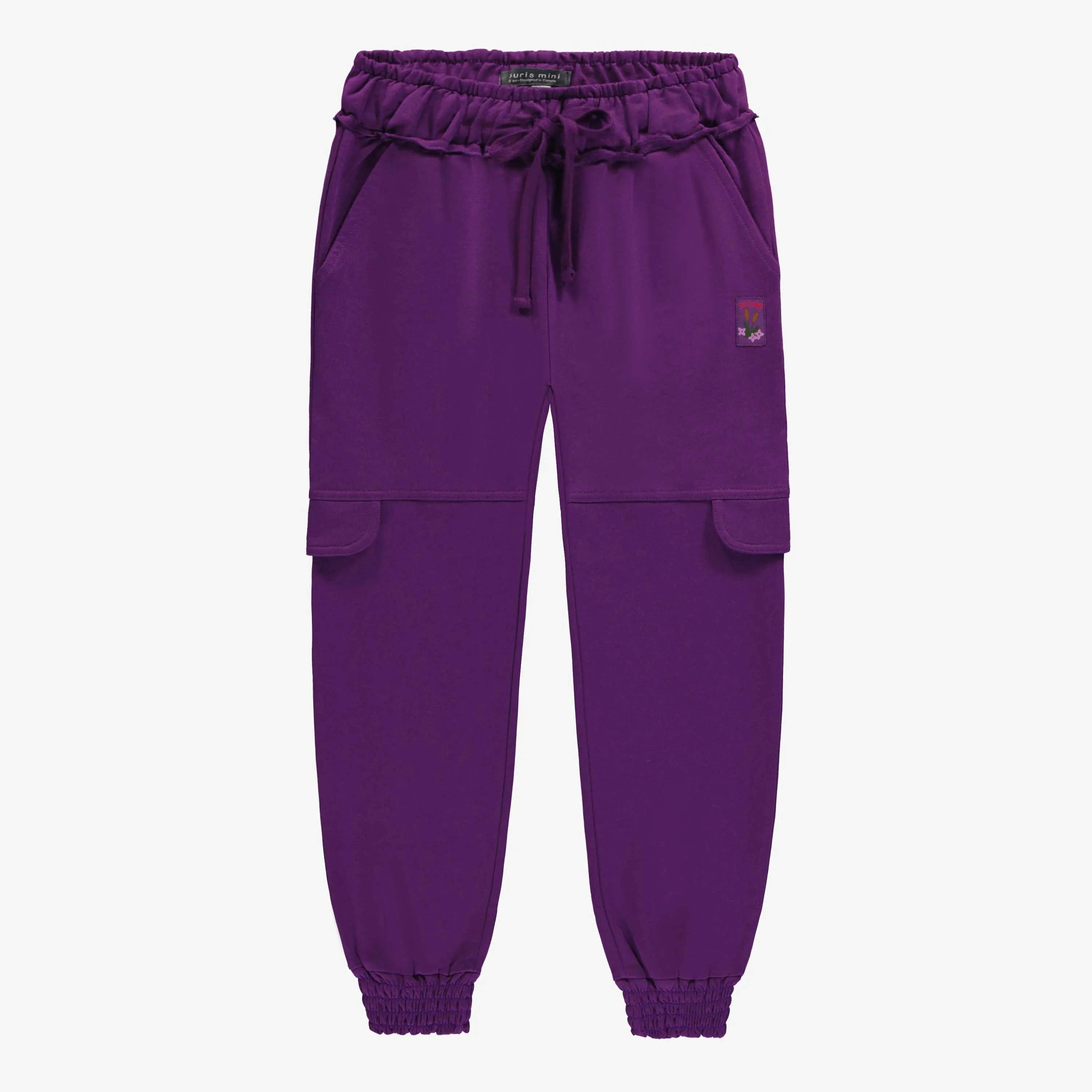 Pantalon mauve de coupe décontractée style jogging en coton français, enfant || Purple pants of relaxed fit jogger style in French terry, child