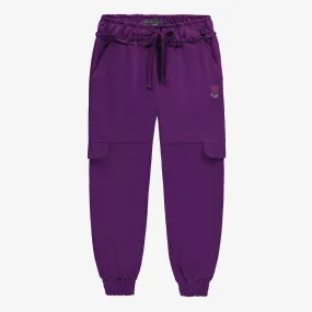 Pantalon mauve de coupe décontractée style jogging en coton français, enfant || Purple pants of relaxed fit jogger style in French terry, child